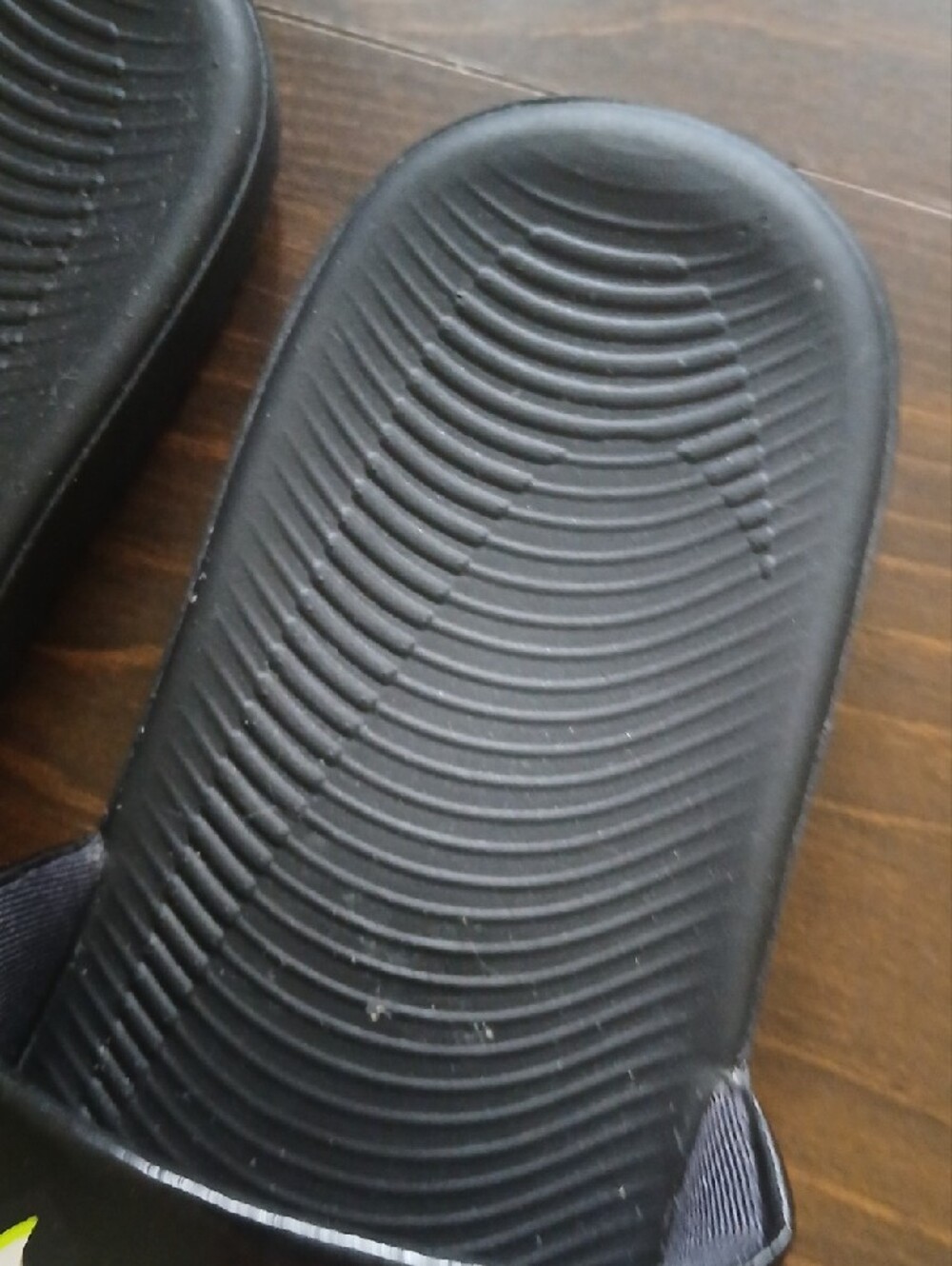 Nike Black Slide Sandals with Neon Green Logo - Picture 5 of 8